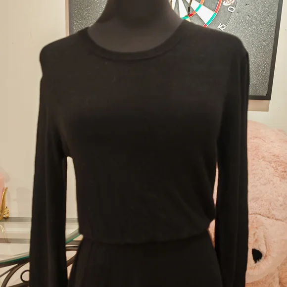 Maje Black Wool Drape Sweater Rolland Open Back Midi Dress size 1/Small 0260 - Picture 5 of 16